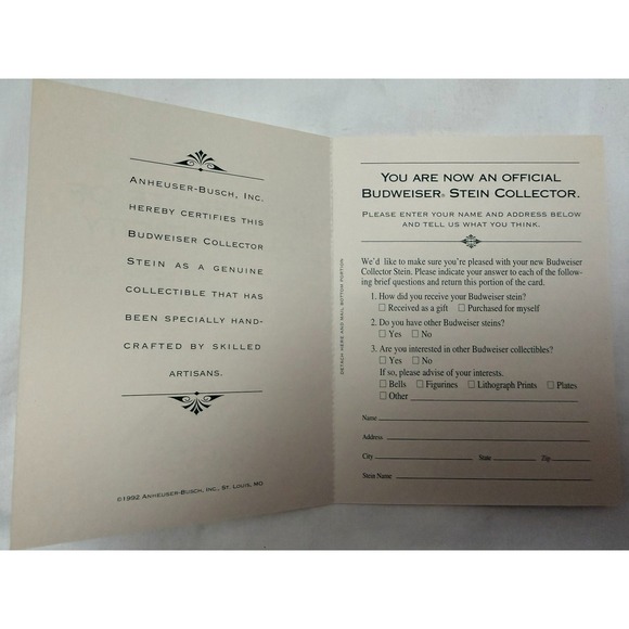 Vintage 1994 Budweiser Holiday Beer Stein Hometown Holiday With Box & COA - Picture 13 of 13